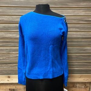 Bar III Women's Sweater Royal Blue USA Zipper Sleeve Pullover